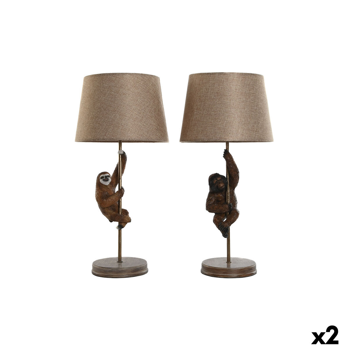 Lampada Da Tavolo Home Esprit Marrone Metallo Resina 50 W 220 V 26 X 26 X 53,5 Cm (2 Unità)