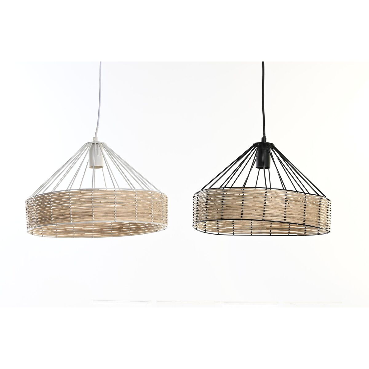 Lampadario Dkd Home Decor 35 X 35 X 22 Cm Nero Metallo Rattan 50 W (2 Unità)