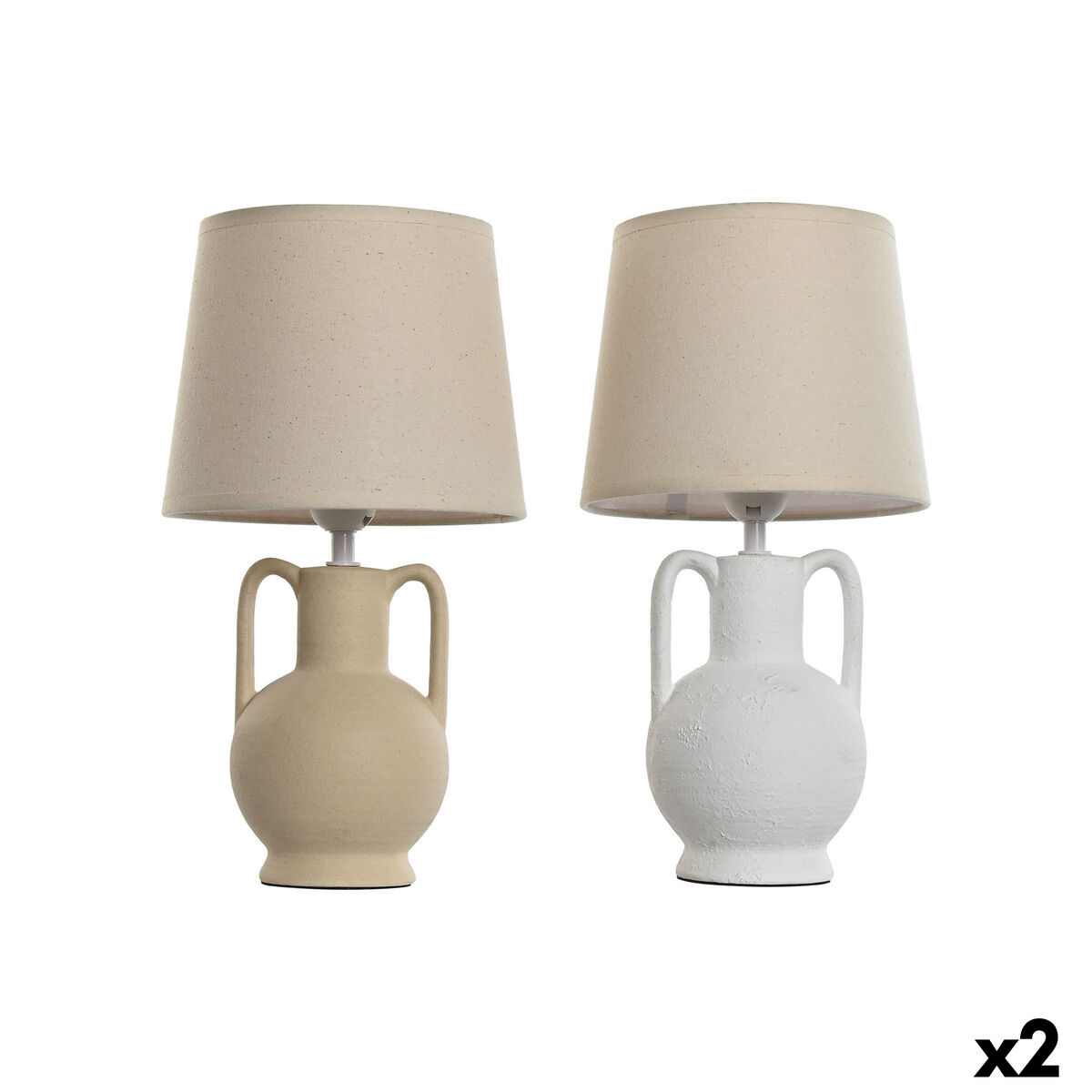Lampada Da Tavolo Home Esprit Bianco Beige Ceramica 50 W 220 V (2 Unità)
