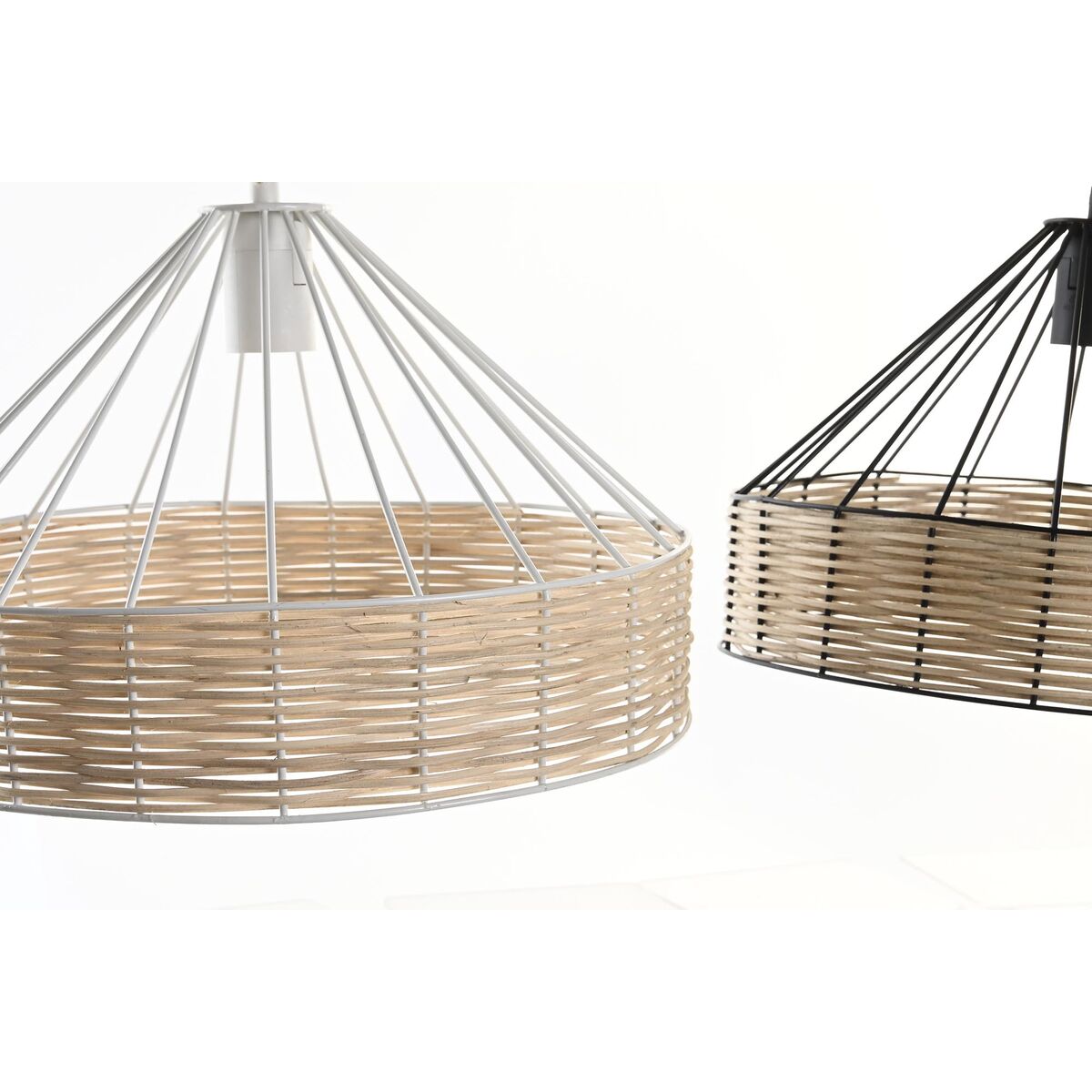 Lampadario Dkd Home Decor 35 X 35 X 22 Cm Nero Metallo Rattan 50 W (2 Unità) - Image 3