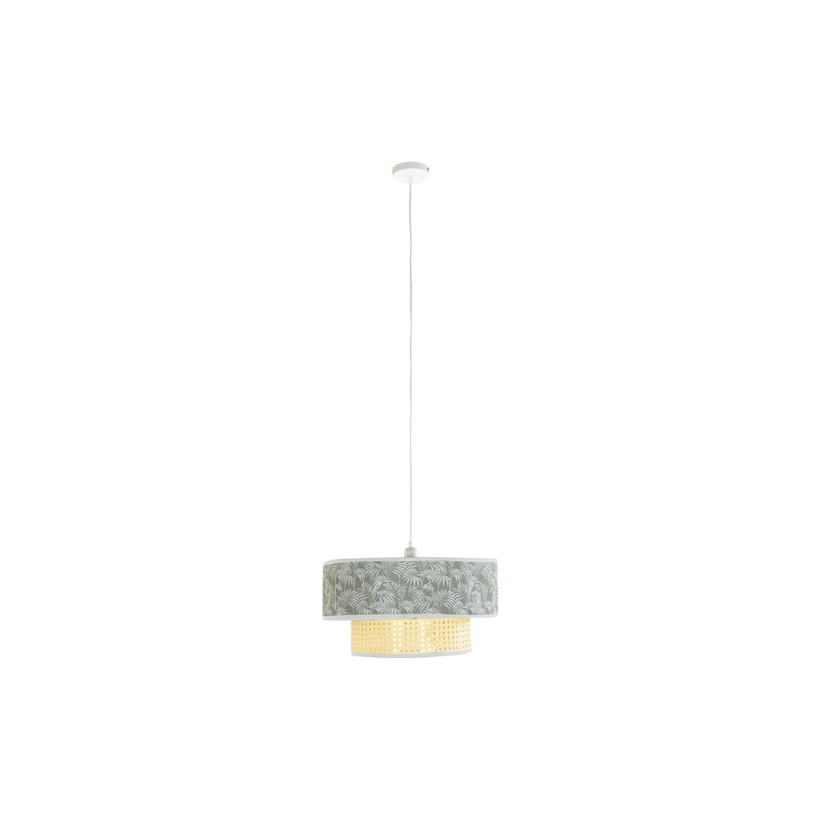Lampadario Dkd Home Decor Naturale Nero Poliestere Bianco Verde 40 W 50 W (46 X 46 X 25 Cm)