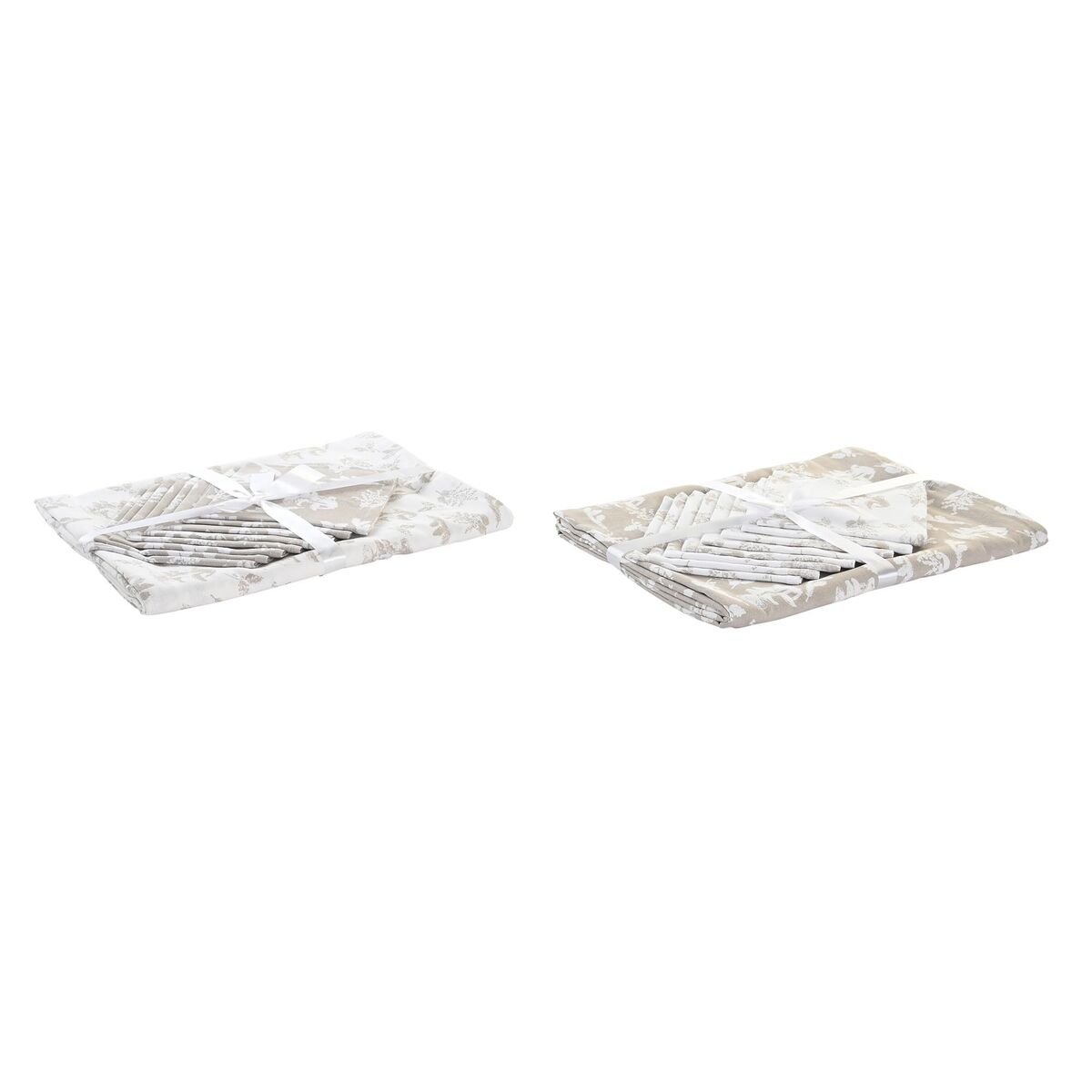 Tovaglia E Tovaglioli Dkd Home Decor 9 Pezzi 2 Unità 150 X 250 X 0,5 Cm Beige Rosa Bianco Verde Marrone Chiaro