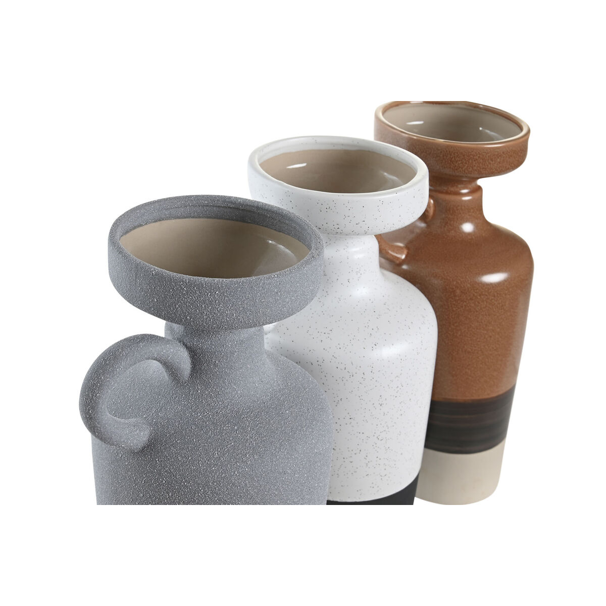 Vaso Dkd Home Decor Bianco Grigio Terracotta Porcellana 13,3 X 11 X 27,3 Cm 13,3 X 11 X 28 Cm (3 Unità) - Image 4