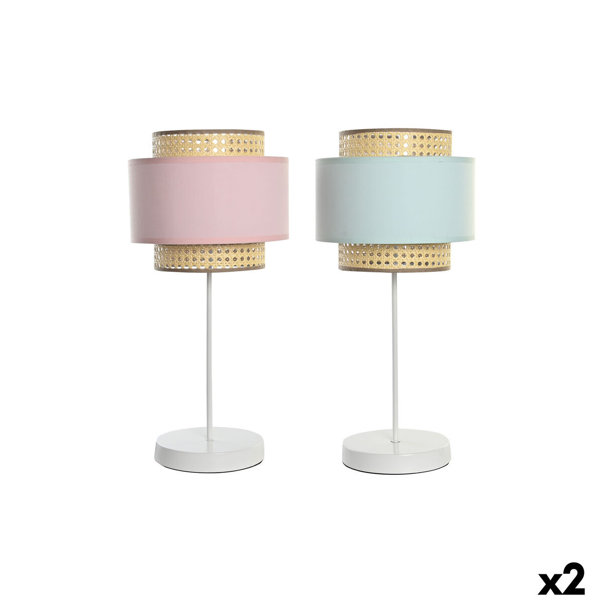 Lampada Da Tavolo Dkd Home Decor Metallo Verde Rosa Chiaro 220 V 50 W 26 X 26 X 55 Cm (2 Unità)