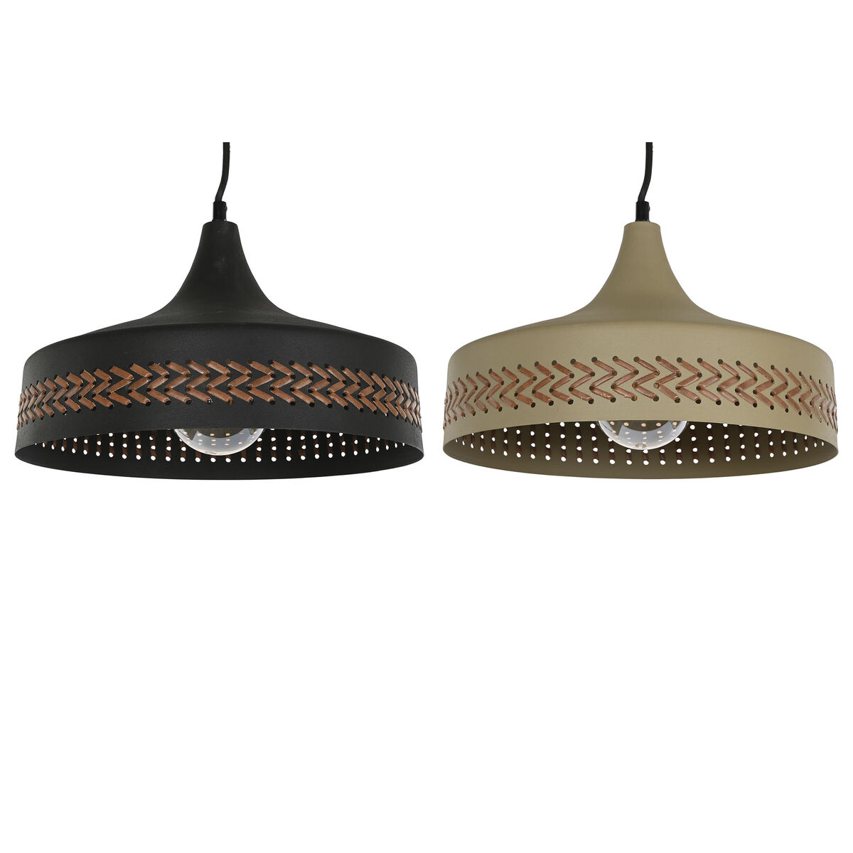 Lampadario Dkd Home Decor Marrone Nero Crema Metallo 50 W 35 X 35 X 20 Cm (2 Unità)