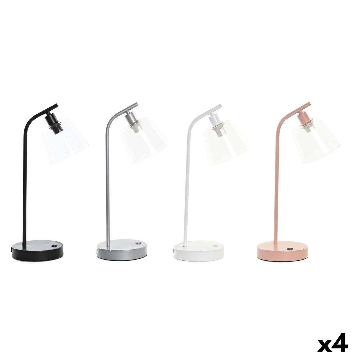 Lampada Da Tavolo Dkd Home Decor 22 X 15 X 46 Cm Cristallo Argentato Nero Grigio Rosa Metallo Bianco 220 V 40 W 25 W 4 Pezzi