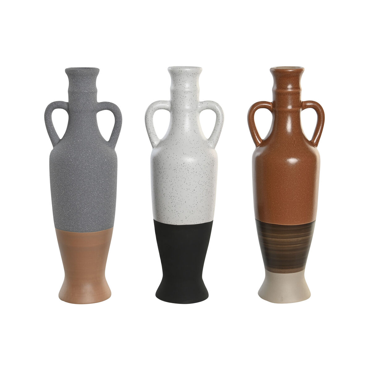 Vaso Dkd Home Decor Bianco Grigio Terracotta Porcellana 9,6 X 9 X 28,6 Cm 9,6 X 9 X 29 Cm (3 Unità)
