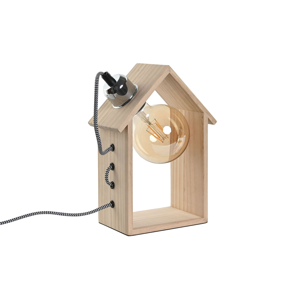 Lampada Da Tavolo Home Esprit Marrone Argentato Naturale Legno Pino 50 W 220 V 18 X 10 X 25 cm