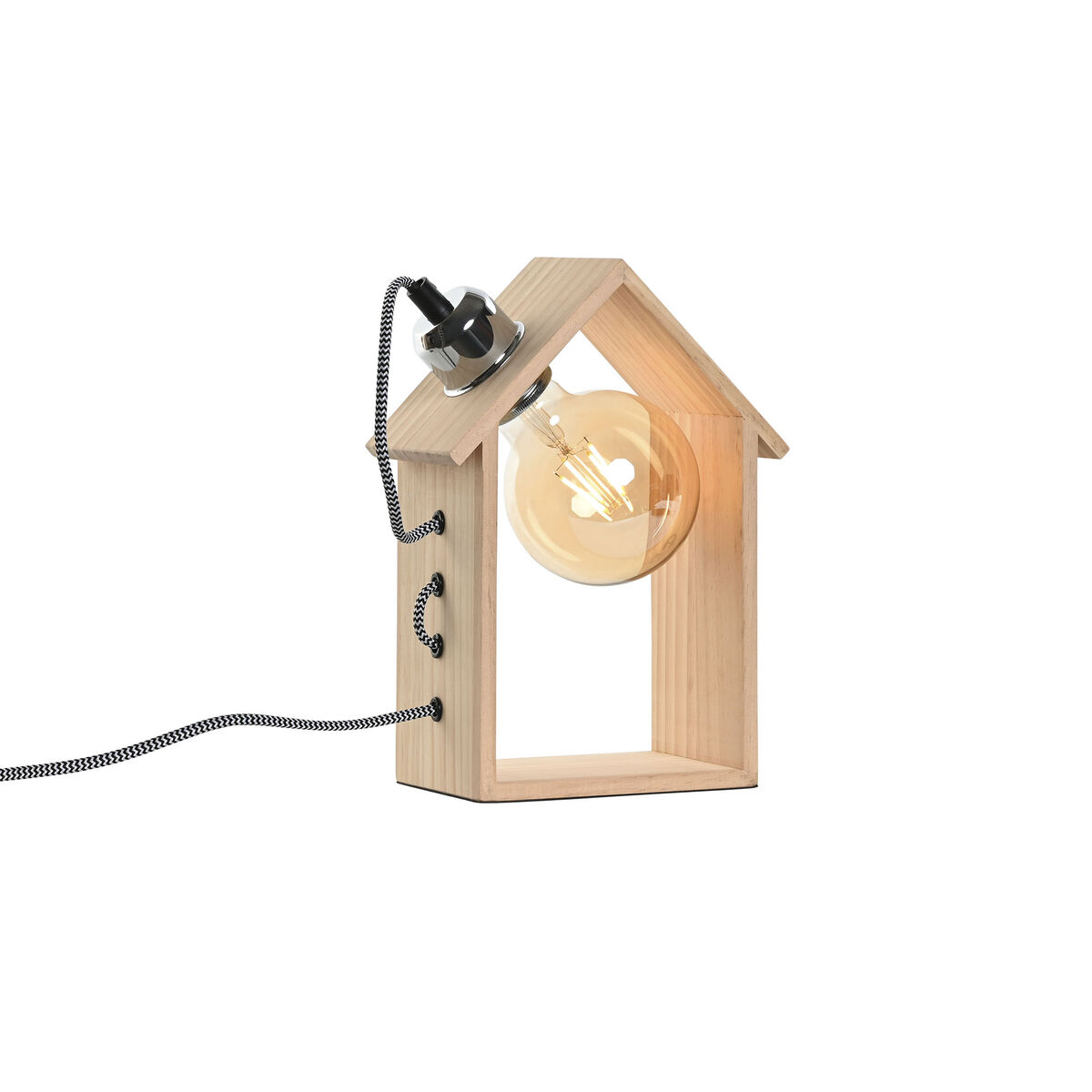Lampada Da Tavolo Home Esprit Marrone Argentato Naturale Legno Pino 50 W 220 V 18 X 10 X 25 cm - Image 4