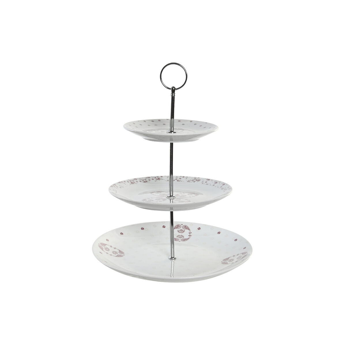Portafrutta Dkd Home Decor 27 X 27 X 34 Cm Porcellana Rosa Metallo Bianco