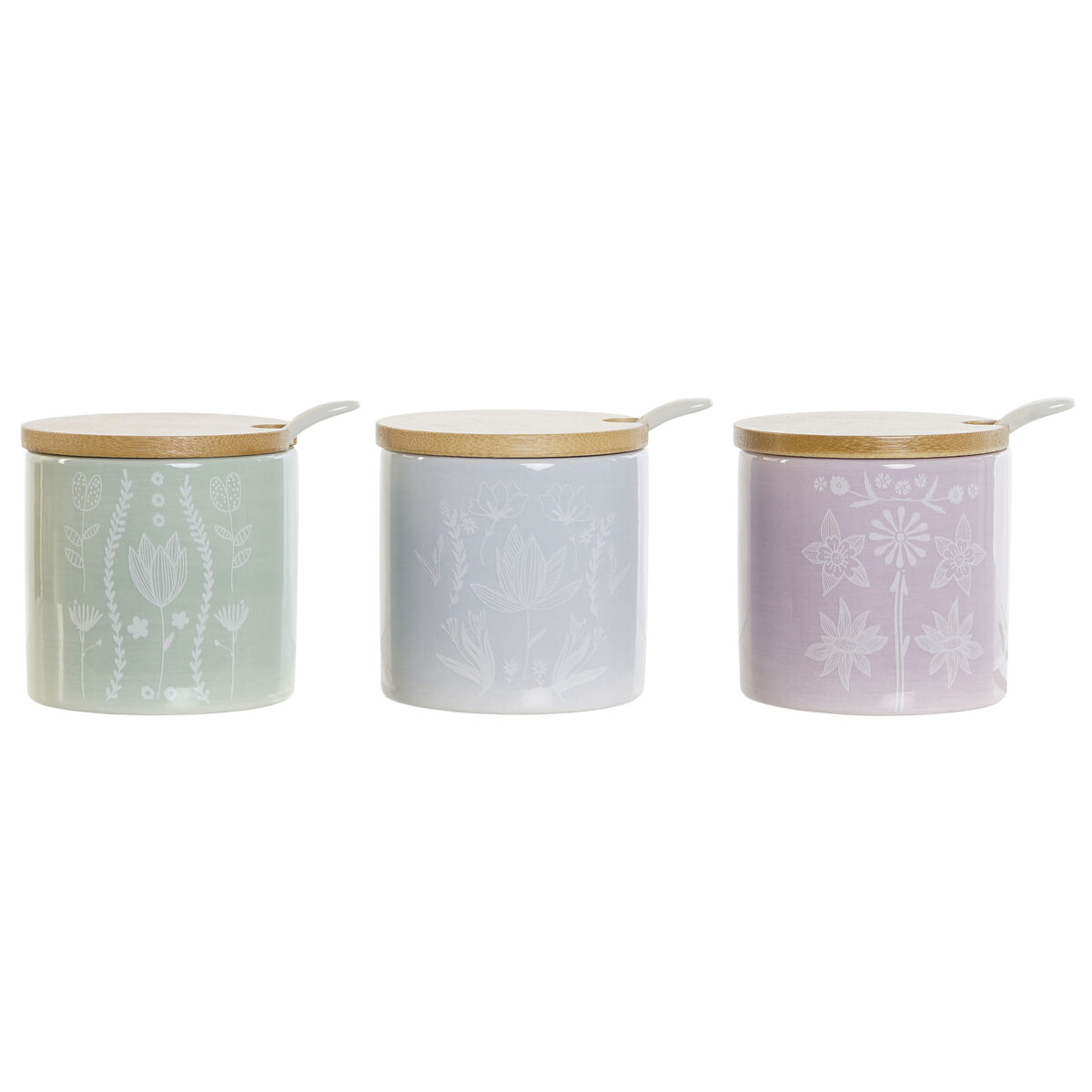 Portazucchero Dkd Home Decor Azzurro Verde Lilla Bambù Dolomite 7,5 X 7,5 X 7,5 Cm (3 Unità)