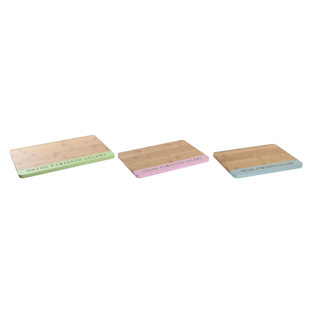 Tagliere Dkd Home Decor Azzurro Verde Rosa Bambù 33,5 X 22,4 X 1,2 cm
