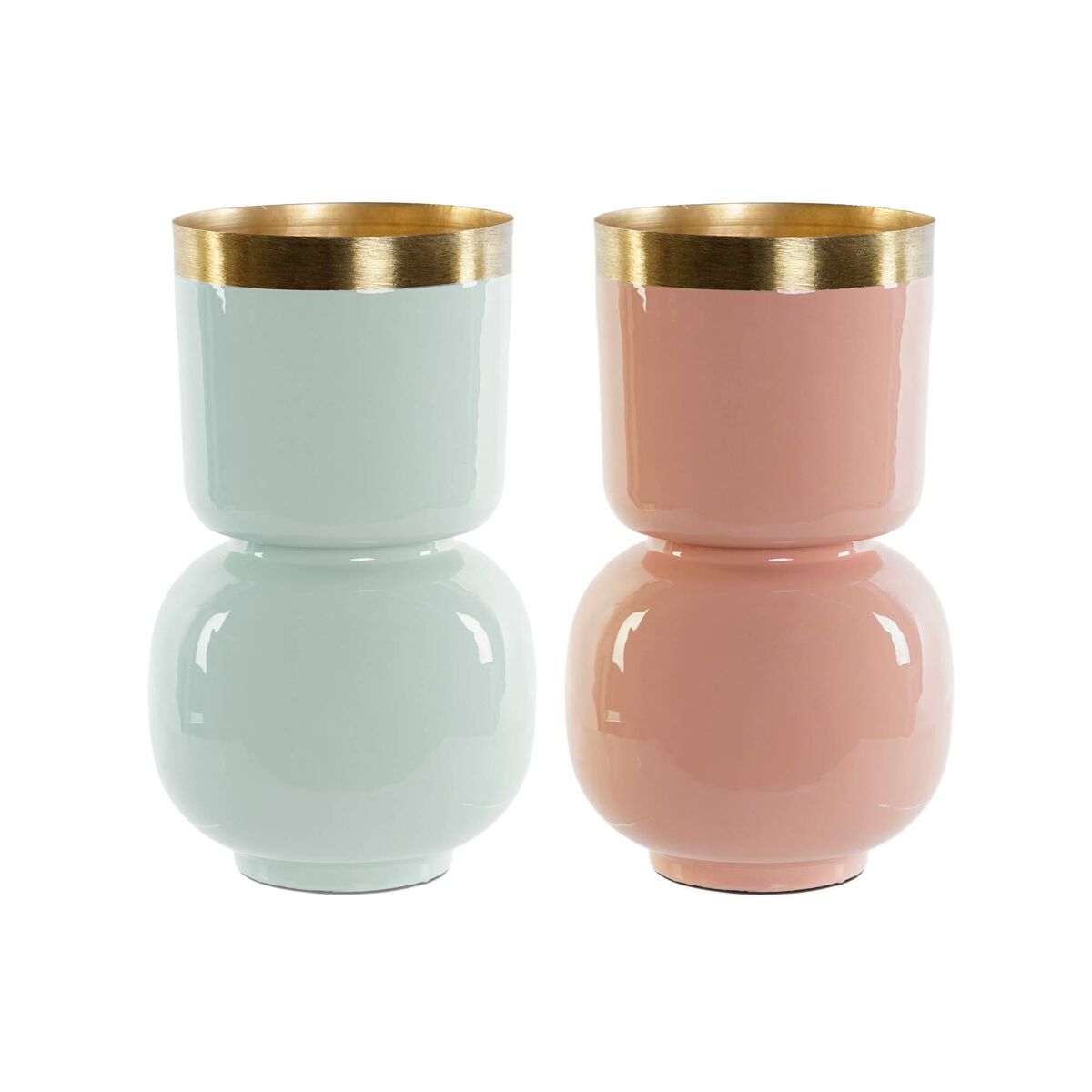 Vaso Dkd Home Decor Verde Dorato Corallo Ferro Laccato 18 X 18 X 31 Cm (2 Unità)