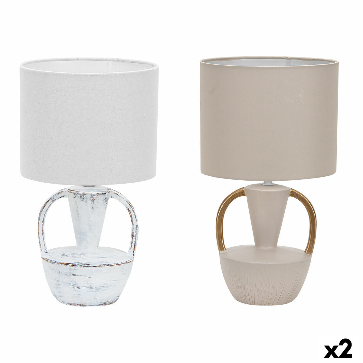Lampada Da Tavolo Dkd Home Decor Ceramica Poliestere 50 W (20 X 20 X 35 Cm) (2 Unità)