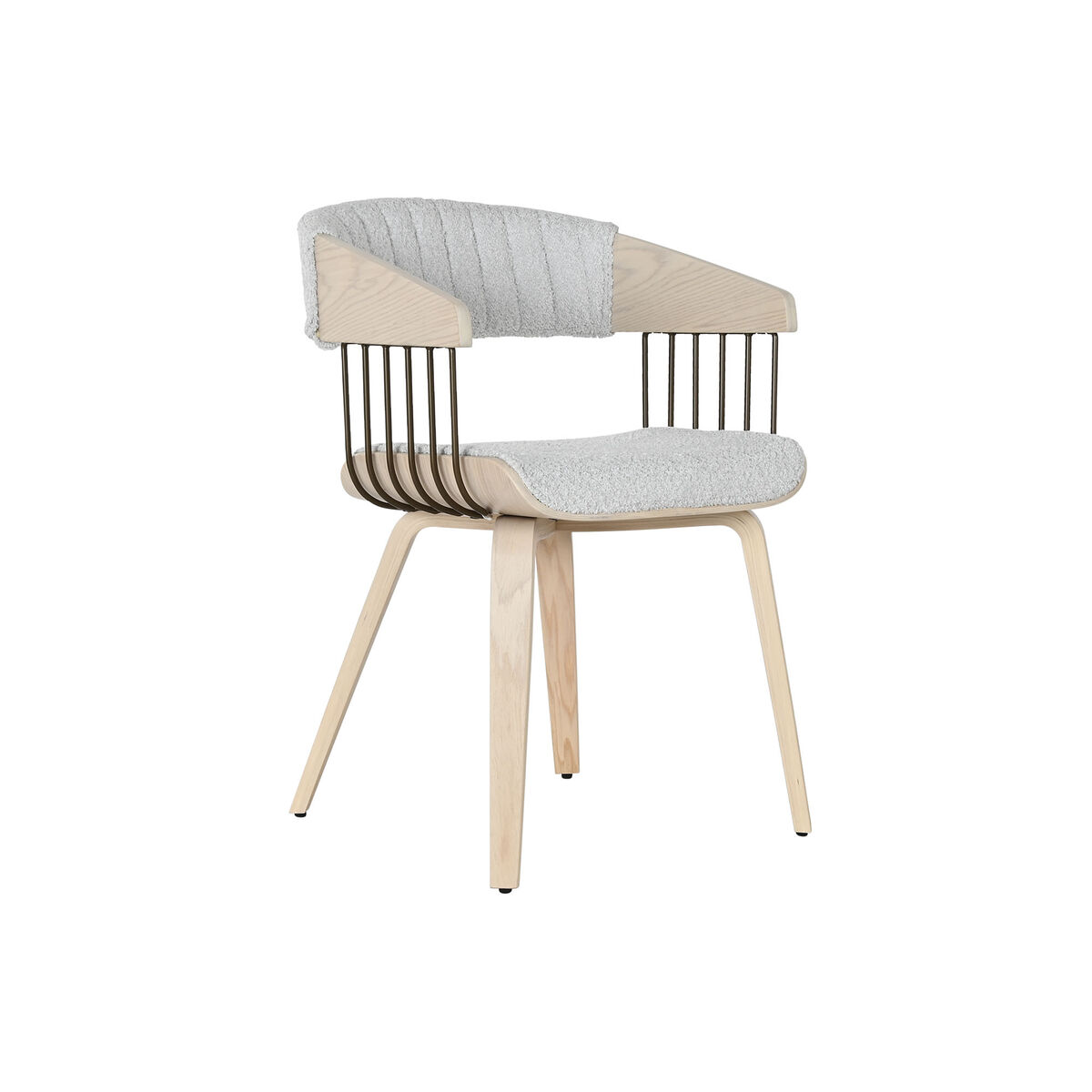 Sedia Da Sala Da Pranzo Home Esprit Grigio Poliestere Legno 51 X 55 X 76,5 cm