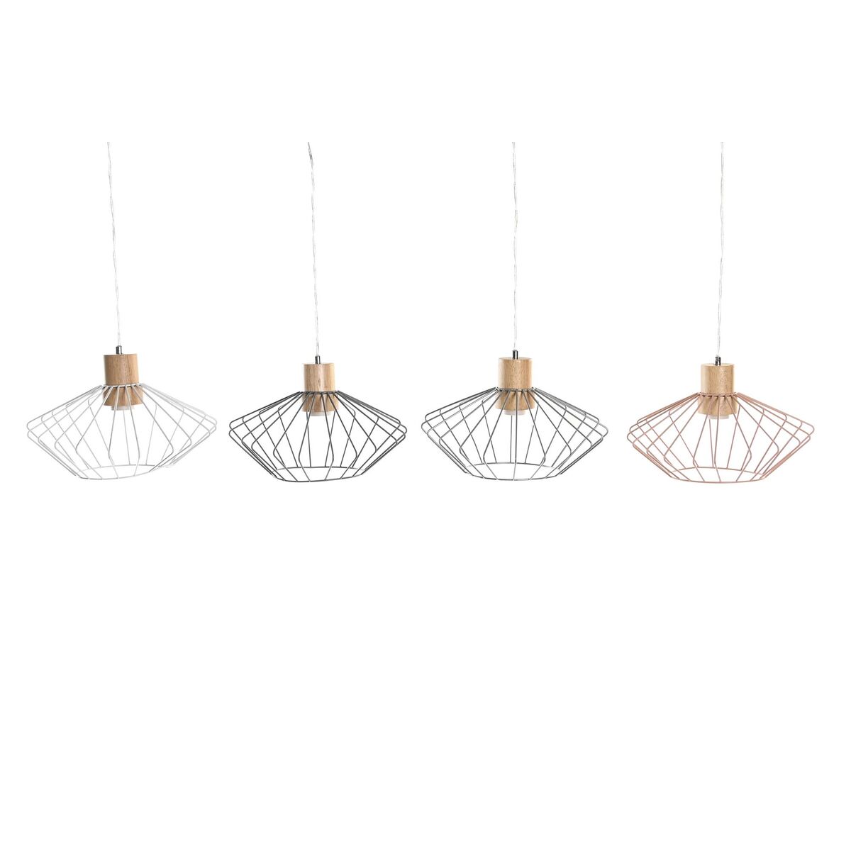Lampadario Dkd Home Decor 34 X 34 X 21 Cm Argentato Nero Grigio Rosa Metallo Bianco 50 W 60 W Pino