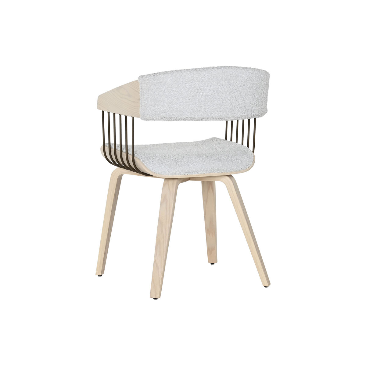 Sedia Da Sala Da Pranzo Home Esprit Grigio Poliestere Legno 51 X 55 X 76,5 cm - Image 3