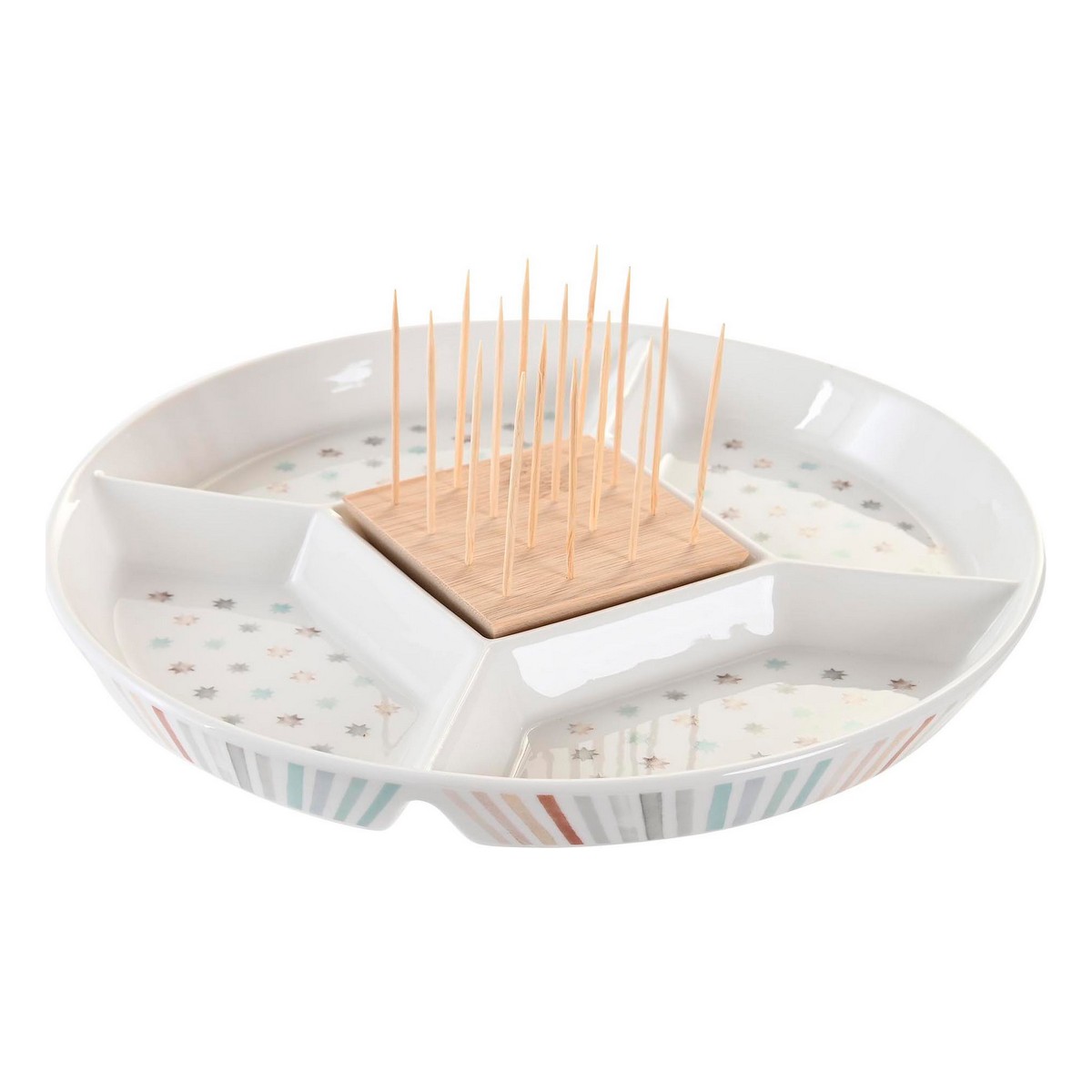 Vassoio Per Aperitivi Dkd Home Decor 23,5 X 23,5 X 3 Cm Multicolore Gres
