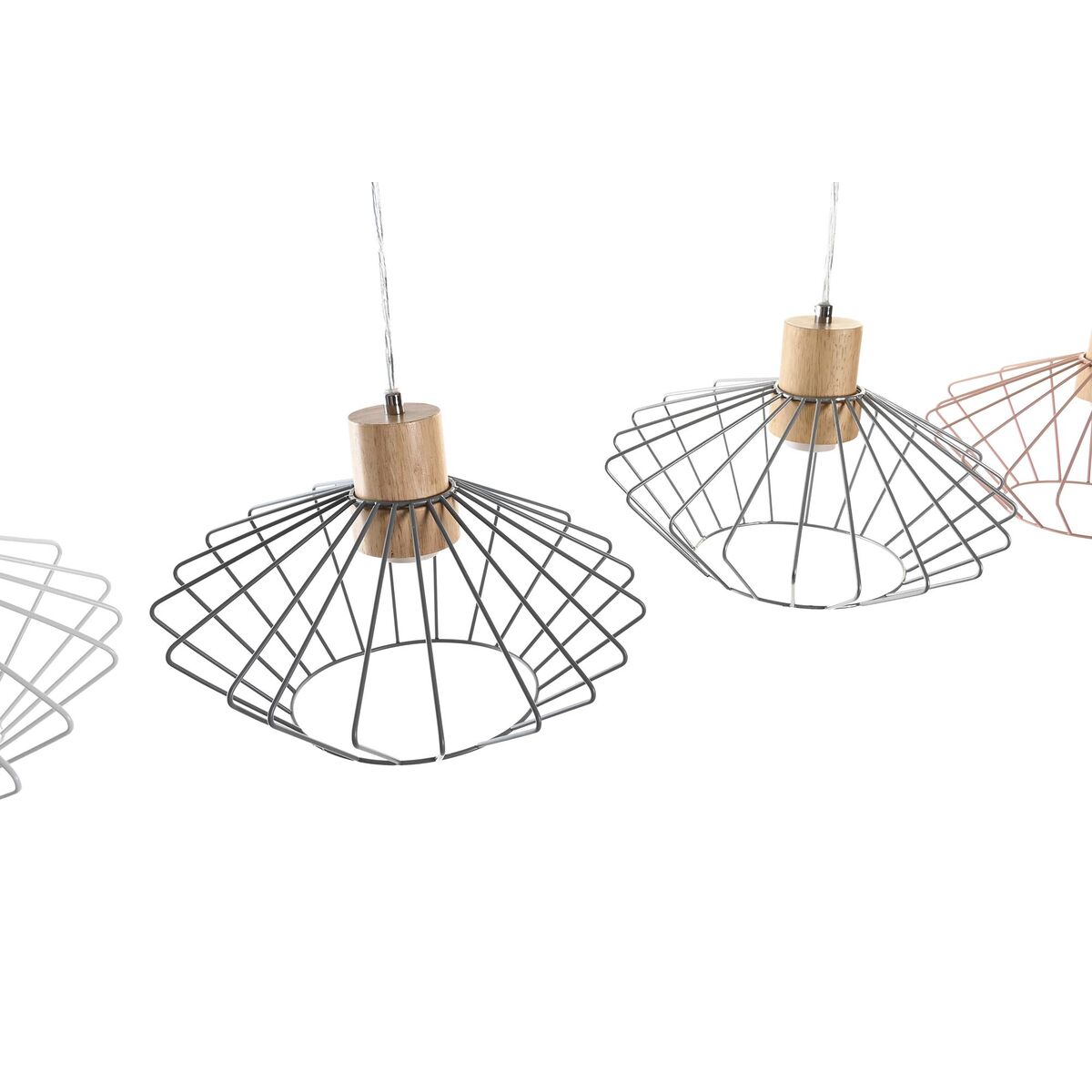 Lampadario Dkd Home Decor 34 X 34 X 21 Cm Argentato Nero Grigio Rosa Metallo Bianco 50 W 60 W Pino - Image 3