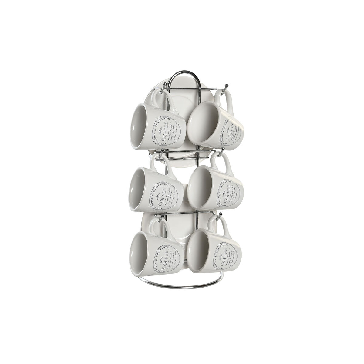 Set Di Tazze E Piatti Dkd Home Decor Bianco Metallo Gres 180 Ml 12 X 12 X 2 cm