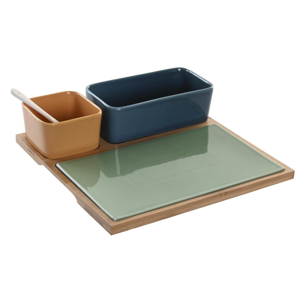 Set Da Aperitivo Dkd Home Decor Porcellana Multicolore Bambù 5 Pezzi (27 X 26 X 8 Cm)