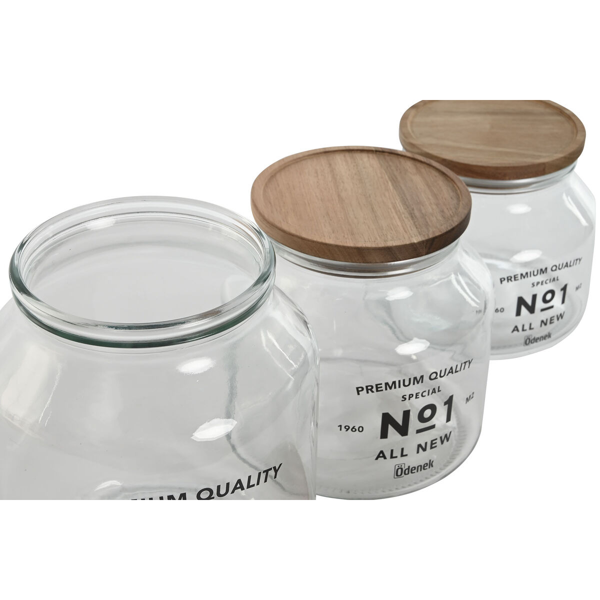 Set Di 3 Barattoli Home Esprit Naturale Cristallo Acacia 1,5 L 2 L 3 L 16 X 16 X 21 cm - Image 3