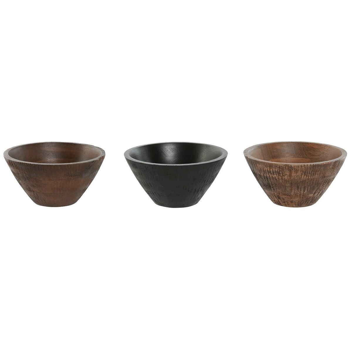 Ciotola Per Aperitivi Home Esprit Marrone Nero Marrone Chiaro Legno Di Mango Coloniale 15 X 15 X 8 Cm (3 Unità)