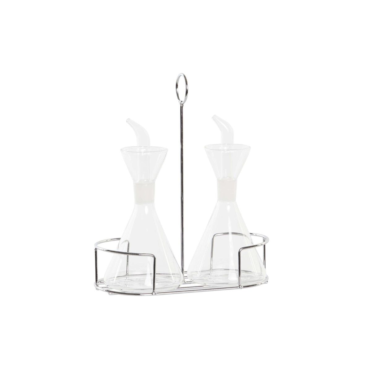 Set Olio E Aceto Dkd Home Decor 200 Ml 19,5 X 10 X 23,5 Cm Metallo Trasparente 2 Unità Vetro Borosilicato