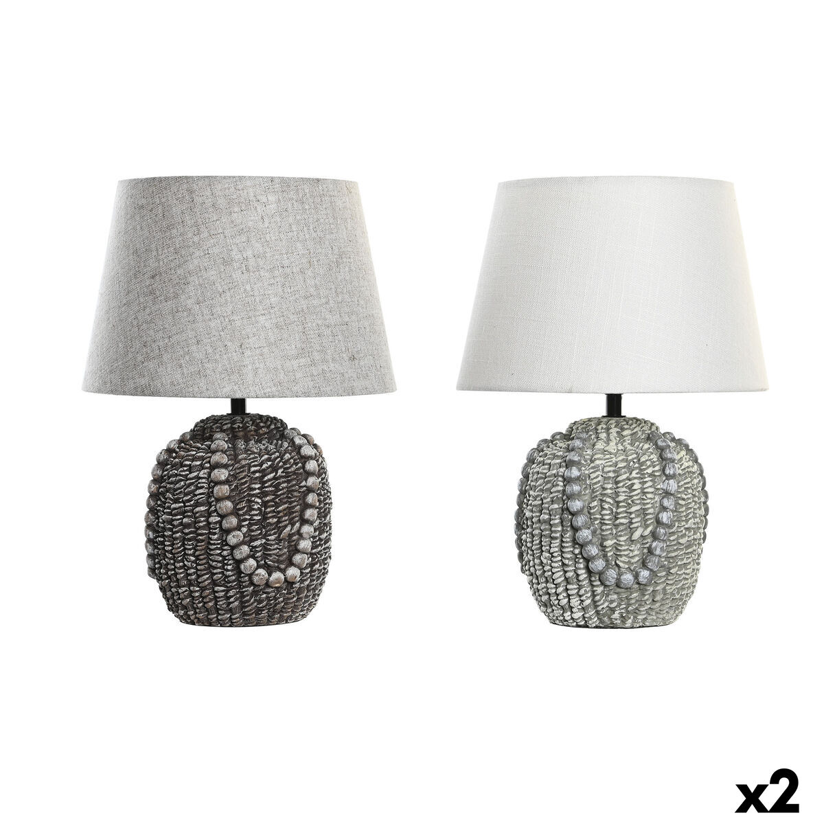 Lampada Da Tavolo Dkd Home Decor Nero Stoffa Poliestere Verde Gres 220 V 50 W (24 X 24 X 34 Cm) (2 Unità)