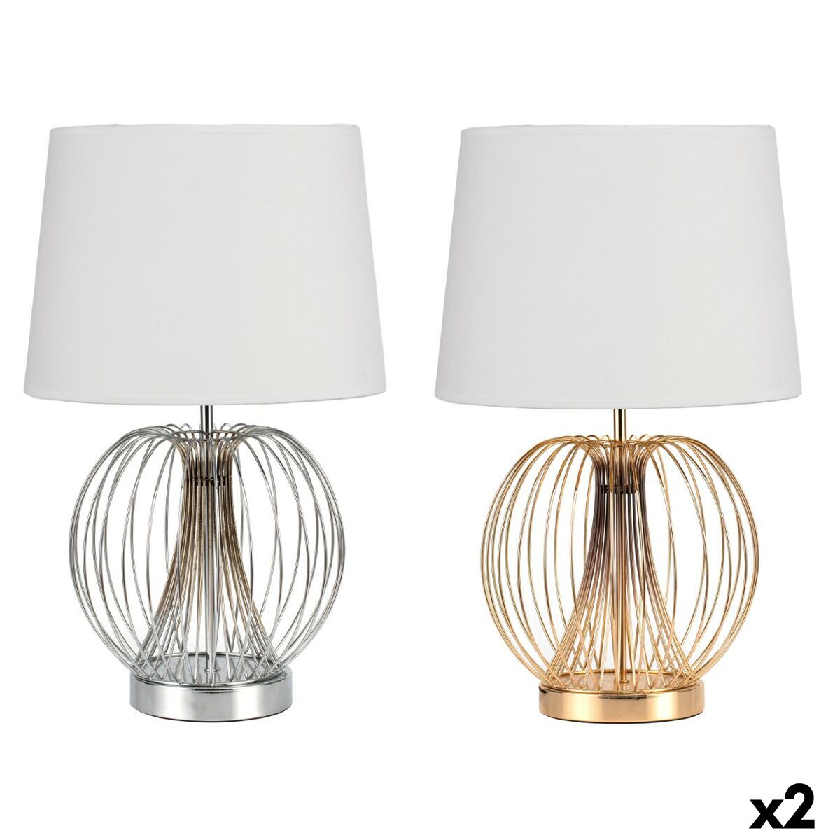 Lampada Da Tavolo Dkd Home Decor 32.5 X 32.5 X 52 Cm Metallo Bianco 220 V 50 W (2 Unità)