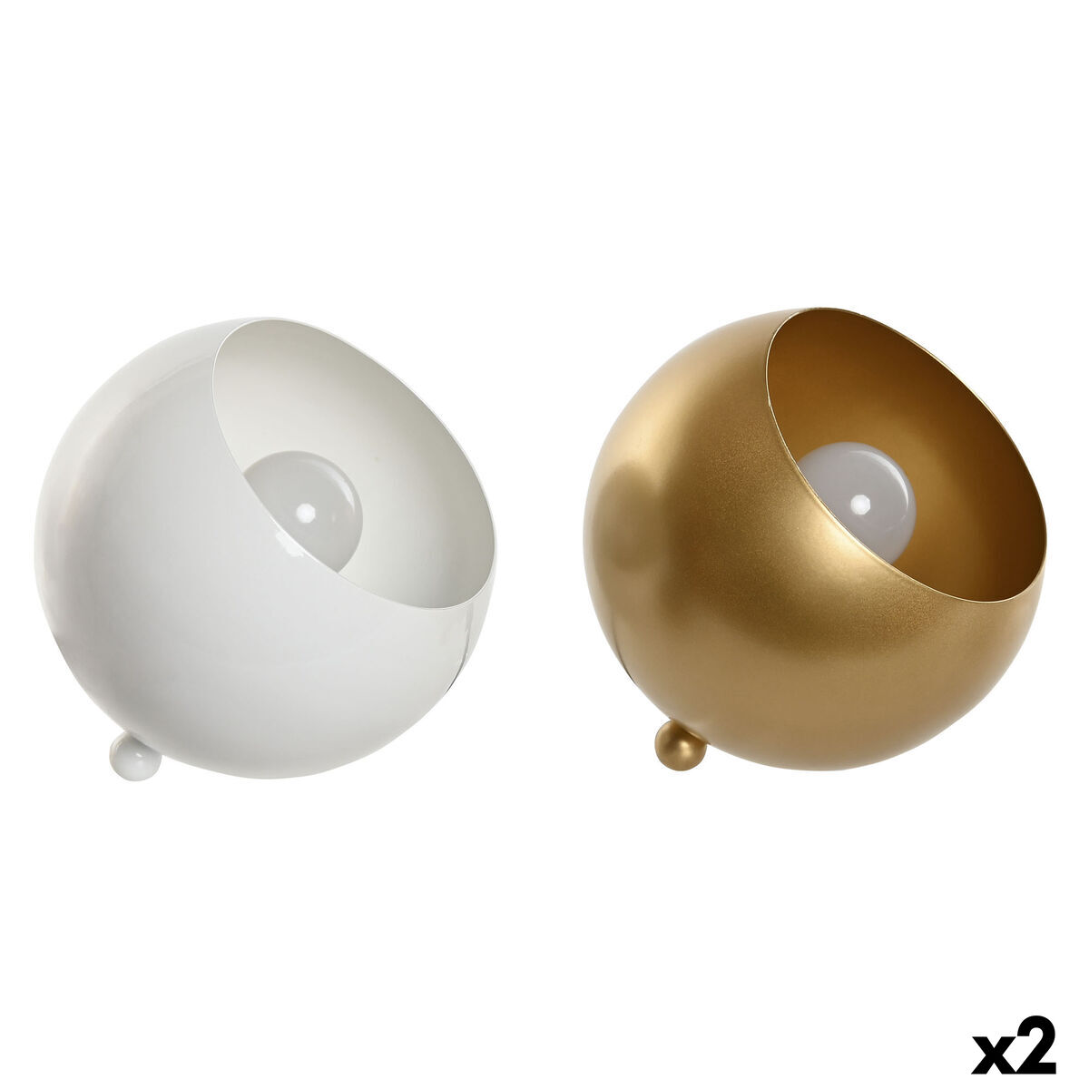 Lampada Da Tavolo Home Esprit Bianco Dorato Metallo 50 W 220 V 15 X 15 X 15 Cm (2 Unità)