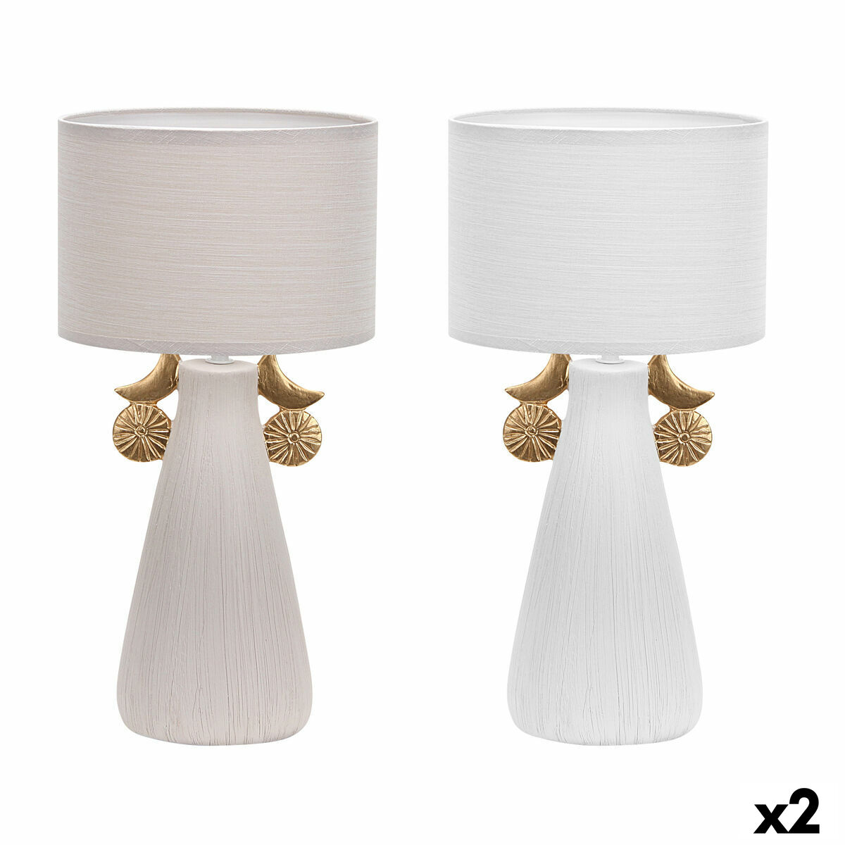 Lampada Da Tavolo Dkd Home Decor Ceramica Poliestere (22 X 22 X 44 Cm) (2 Unità)