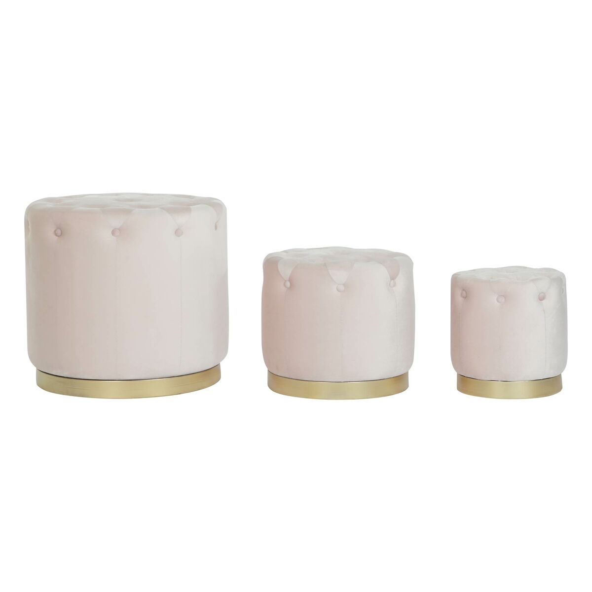 Poggiapiedi Dkd Home Decor Rosa Dorato Legno Mdf Velluto 60 X 60 X 54 Cm (3 Unità)