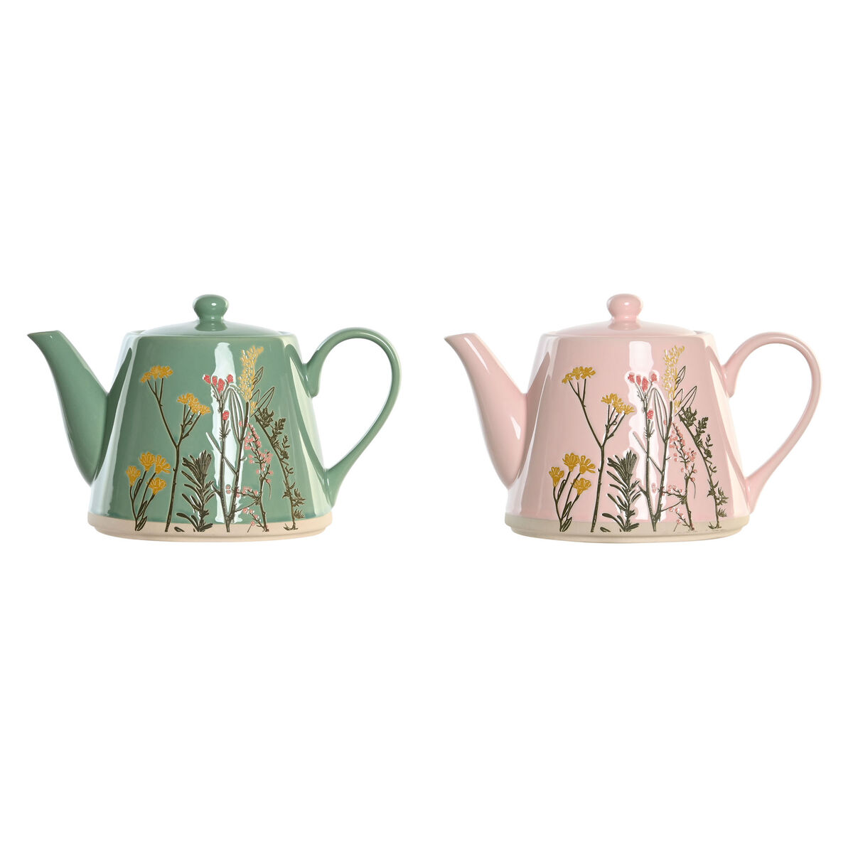 Teiera Dkd Home Decor Rosa Verde Gres (2 Unità)