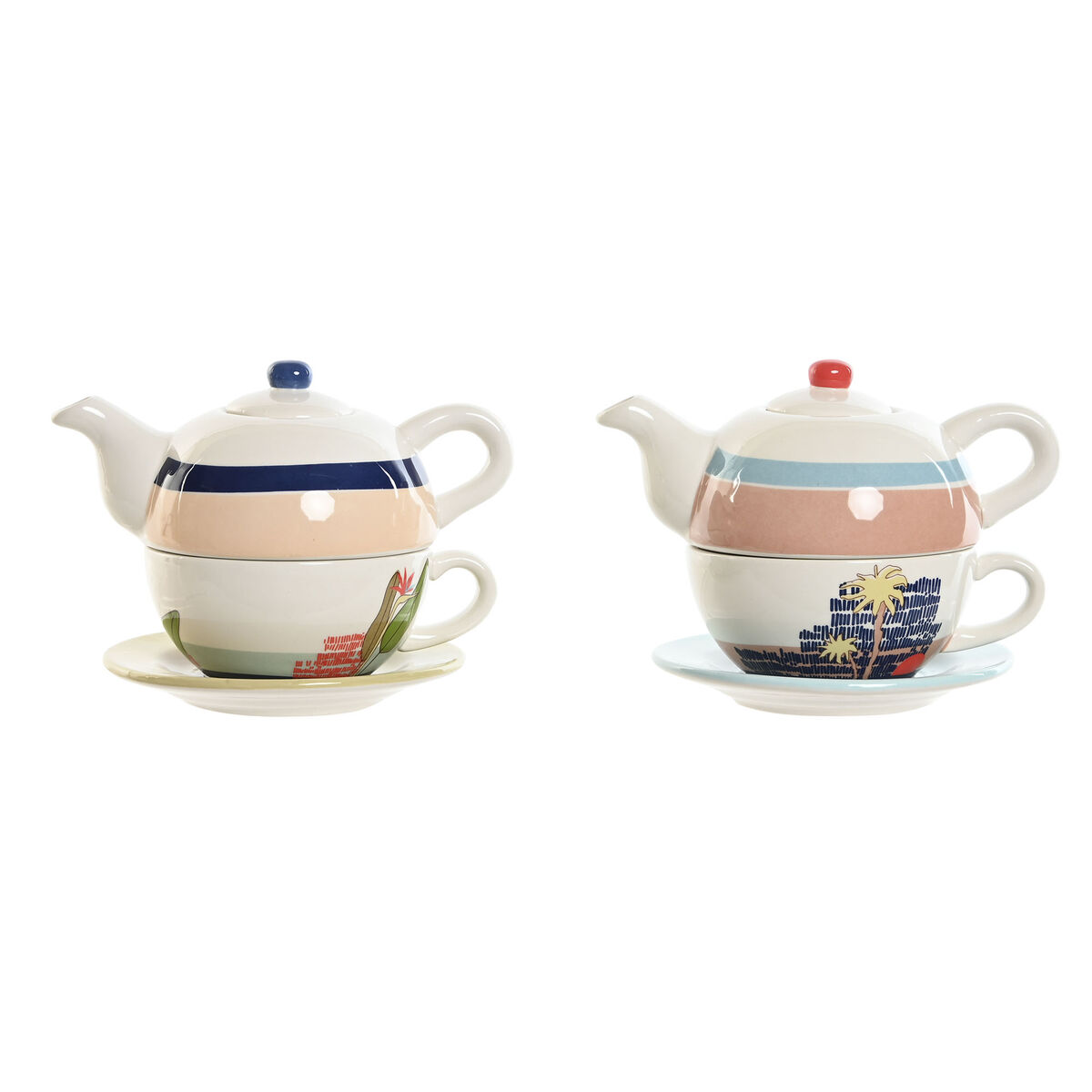 Teiera Home Esprit Azzurro Bianco Verde Rosa Chiaro Dolomite 750 Ml (2 Unità)