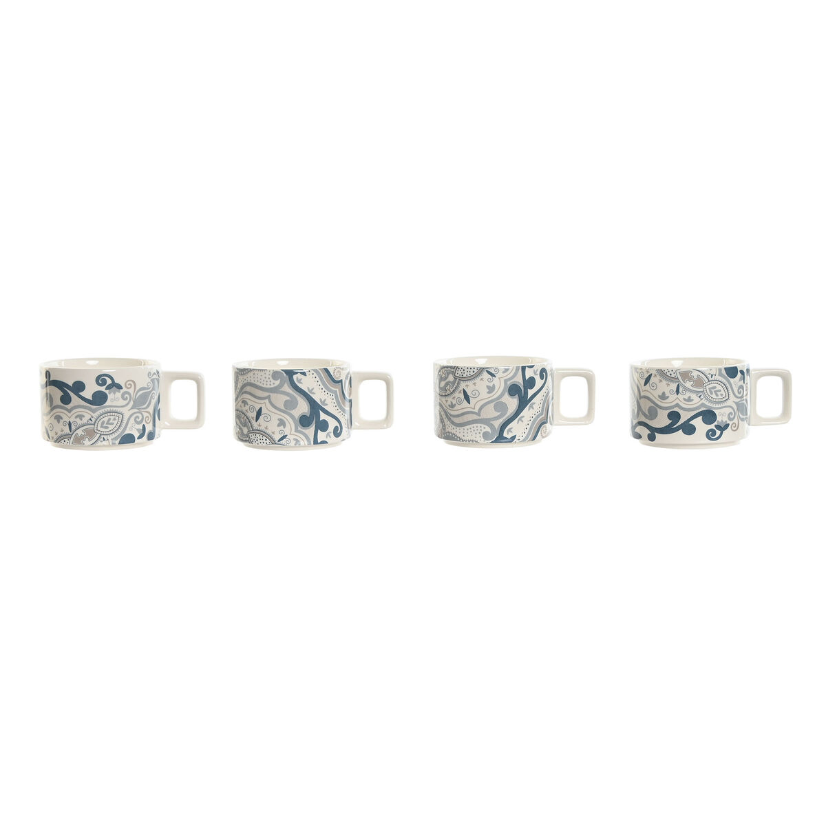 Set Di Tazze Da Caffè Home Esprit Beige Grigio Rosa Lilla Metallo Bambù Dolomite 260 ml