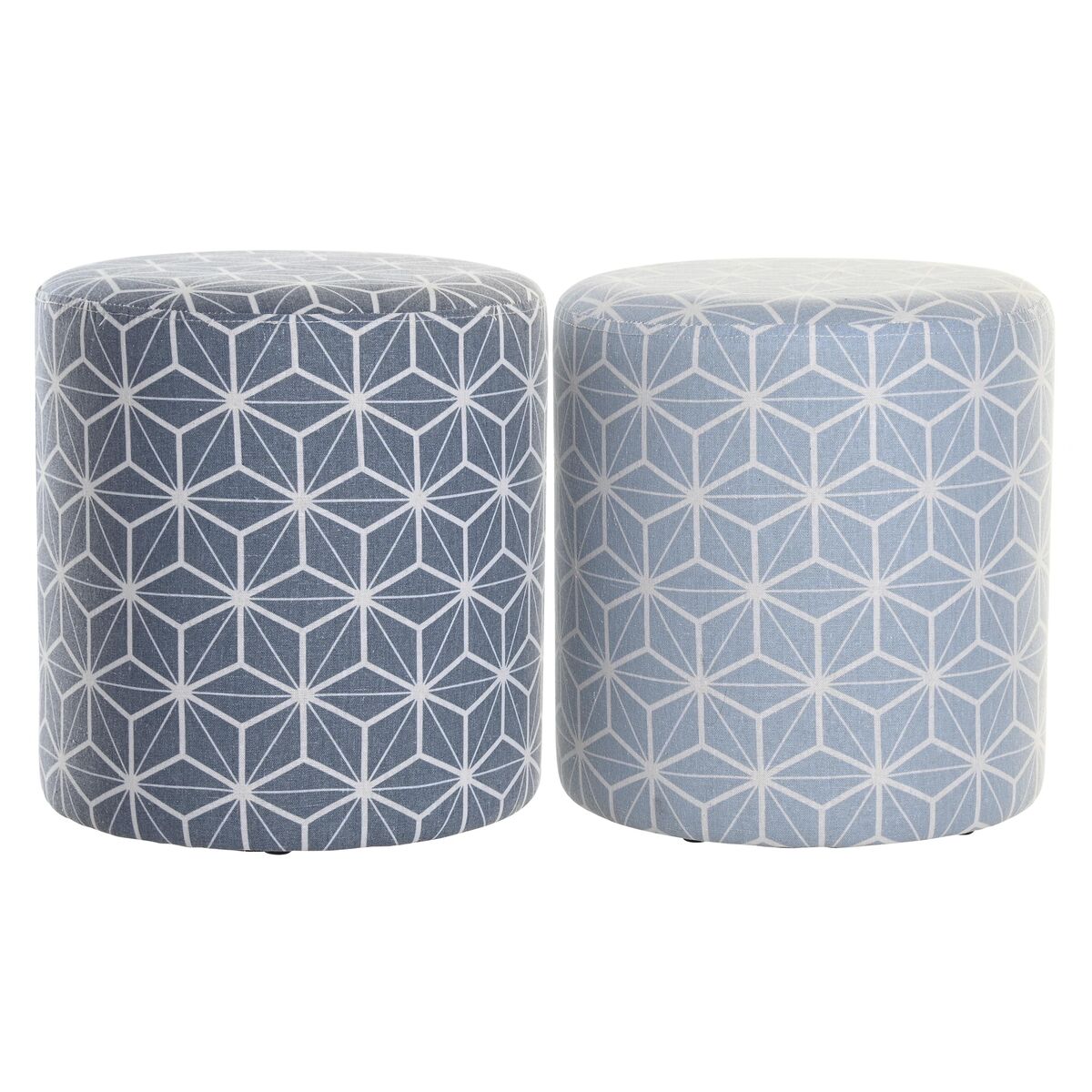 Poggiapiedi Dkd Home Decor 31 X 31 X 33 Cm Azzurro Blu Cielo Pino Geometrico Mediterraneo (2 Unità)