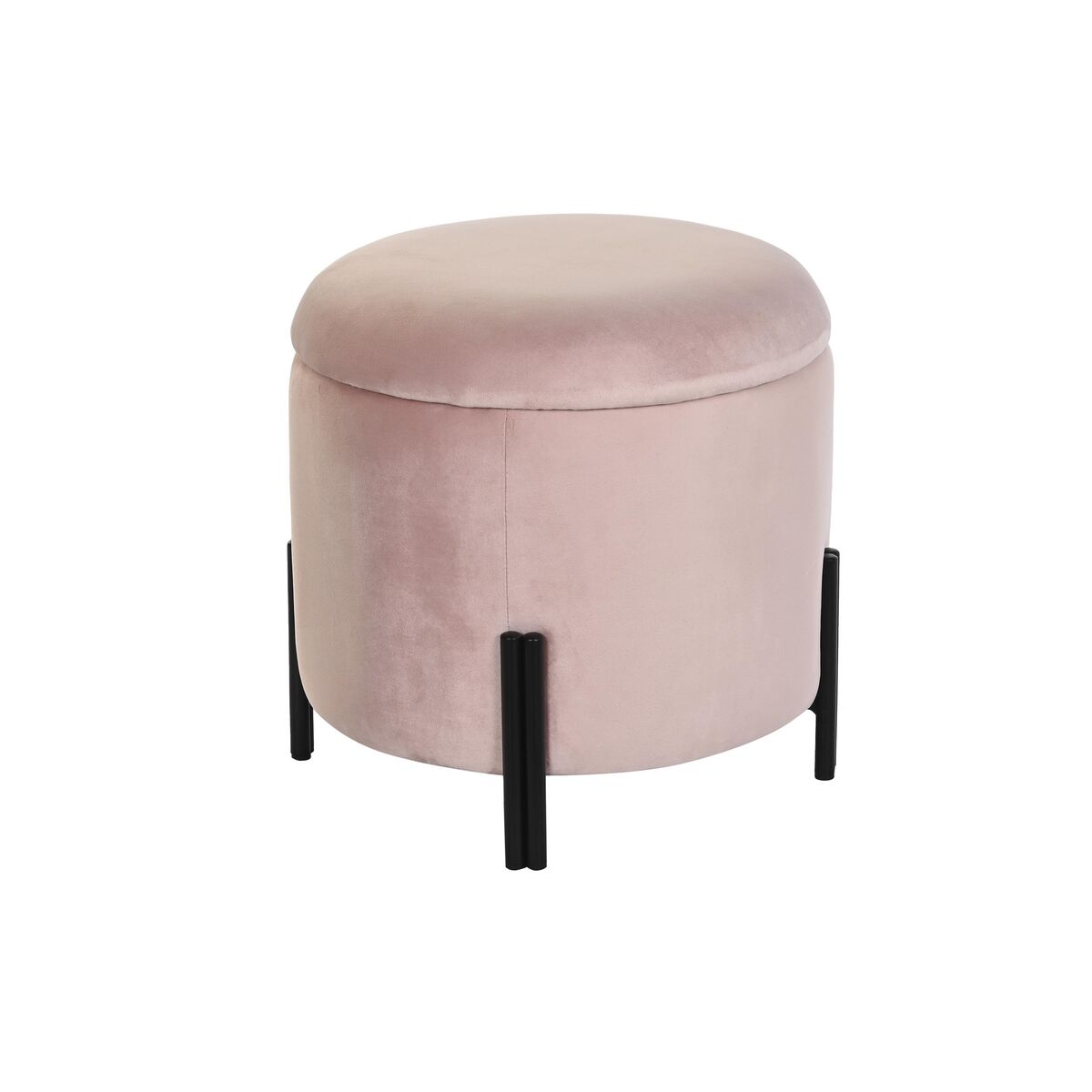 Poggiapiedi Dkd Home Decor Nero Rosa Metallo Velluto 42 X 42 X 42 cm