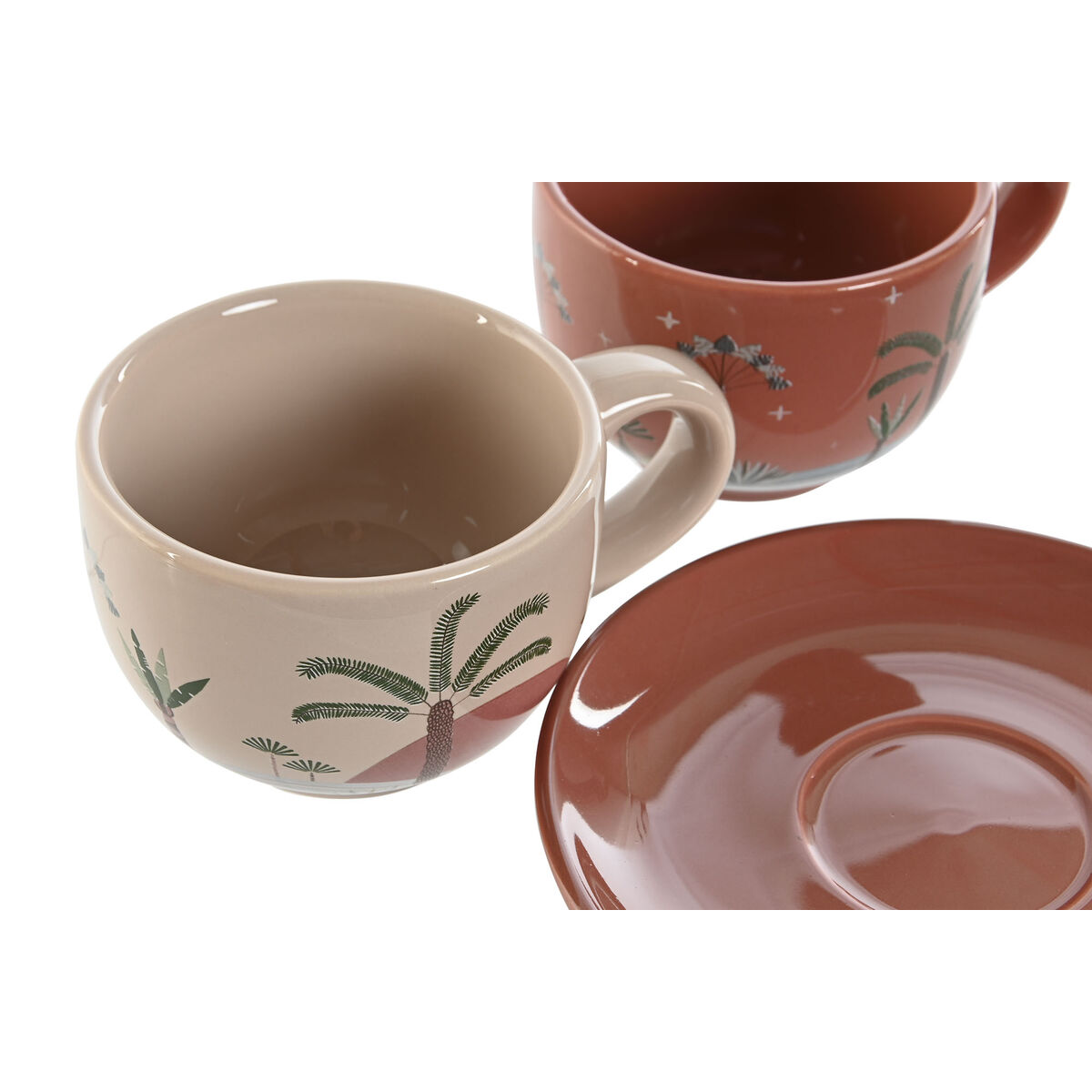 Set Di Tazze Da Caffè Home Esprit Giallo Beige Terracotta Lilla Metallo Dolomite 180 ml - Image 3