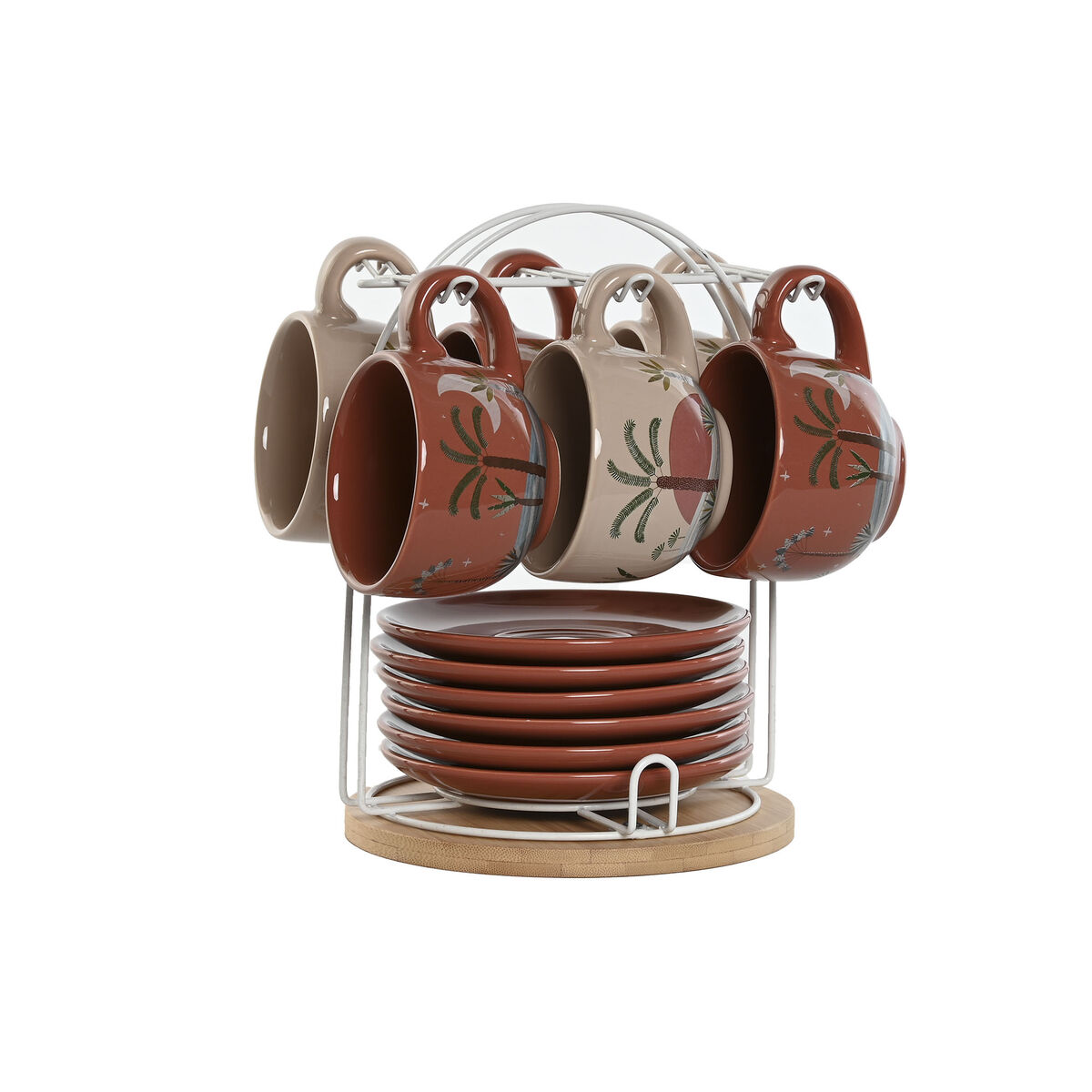 Set Di Tazze Da Caffè Home Esprit Giallo Beige Terracotta Lilla Metallo Dolomite 180 ml - Image 4