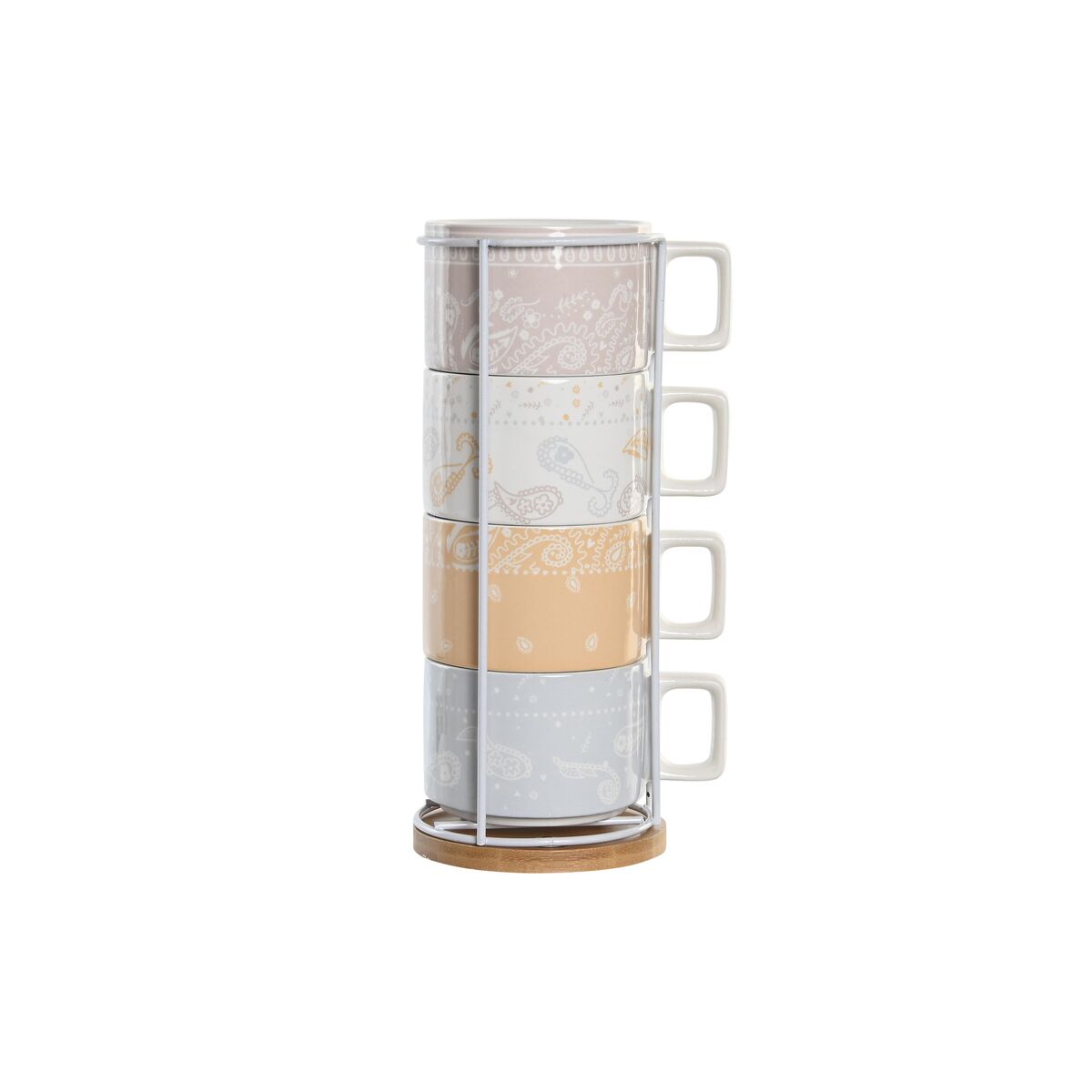 Set Di Tazze Da Caffè Dkd Home Decor Giallo Azzurro Bianco Rosso Metallo Bambù Dolomite 260 ml