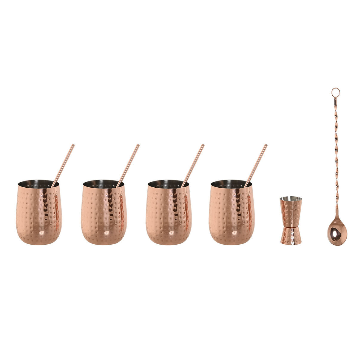 Set Da Cocktail Home Esprit Rame Intenso Acciaio Inossidabile 540 Ml 8,5 X 8,5 X 11 cm
