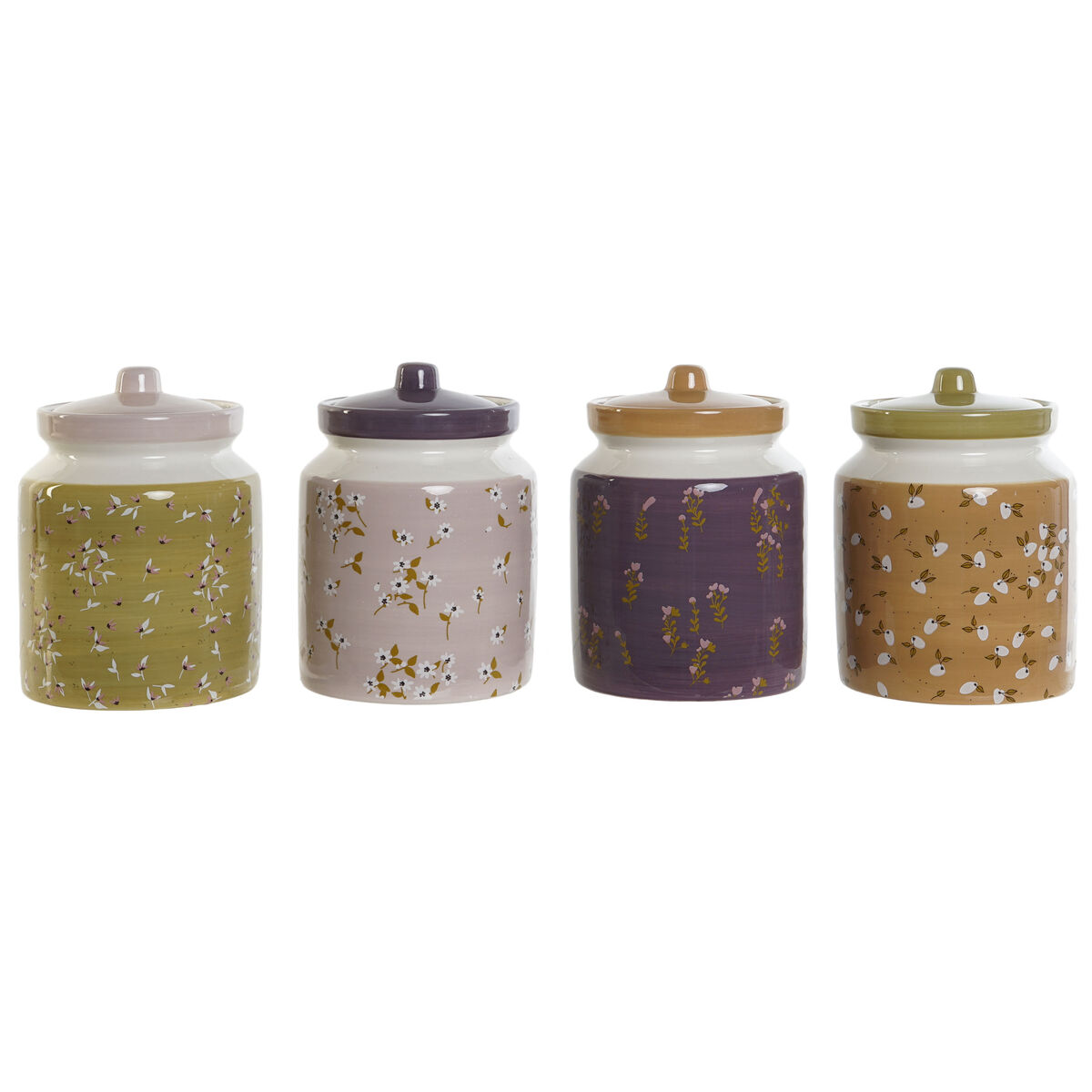 Barattolo Dkd Home Decor Verde Rosa Senape Lilla Dolomite Shabby Chic 1 L 12 X 12 X 16 Cm (4 Unità)