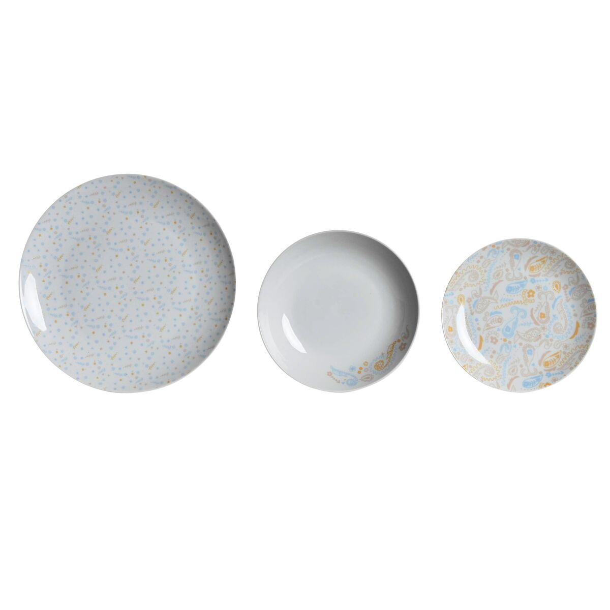 Set Di Stoviglie Dkd Home Decor Azzurro Bianco Rosa Porcellana 18 Pezzi 27 X 27 X 3 cm