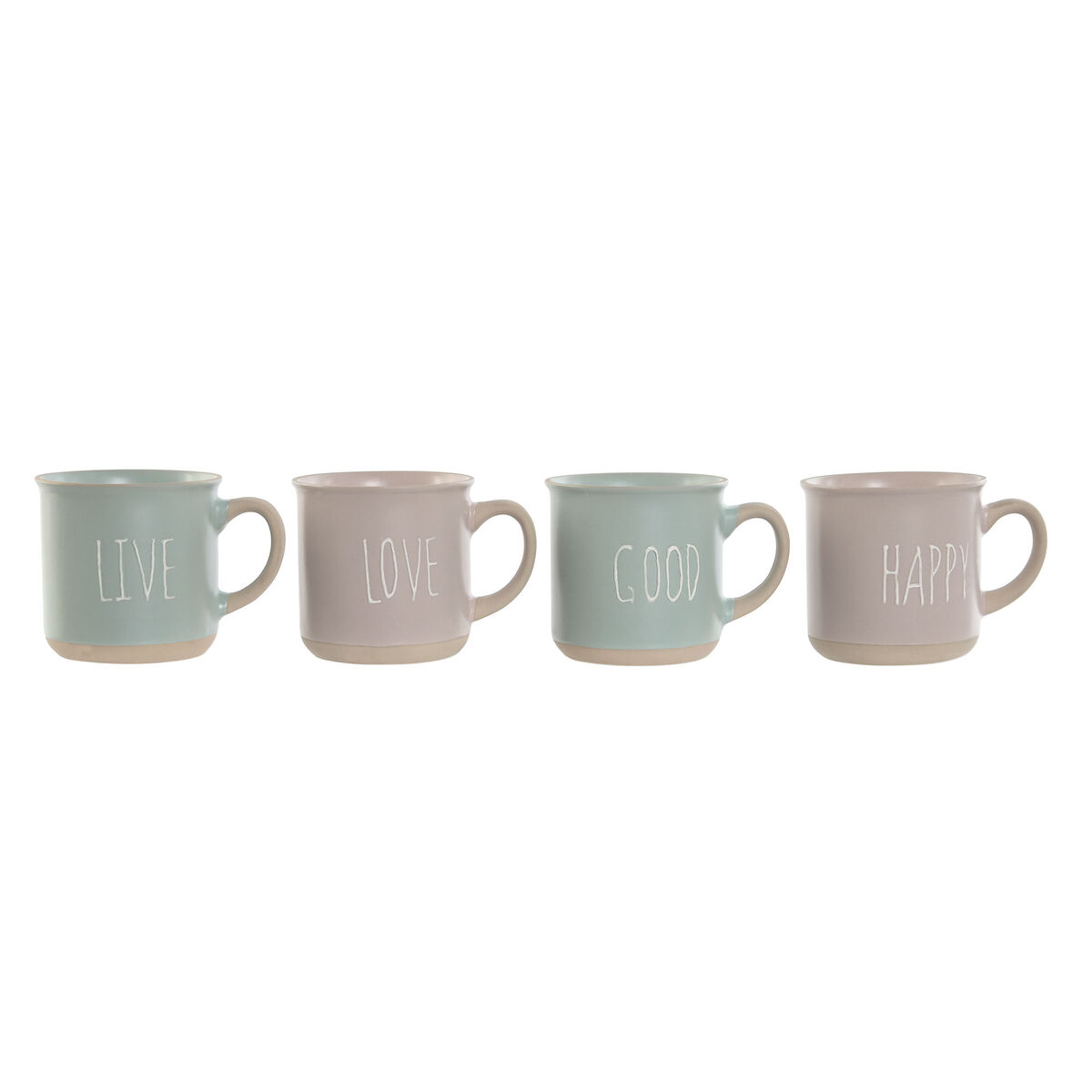Set Di 4 Tazze Mug Home Esprit Azzurro Rosa Gres 355 Ml 9,7 X 7 X 9,2 cm