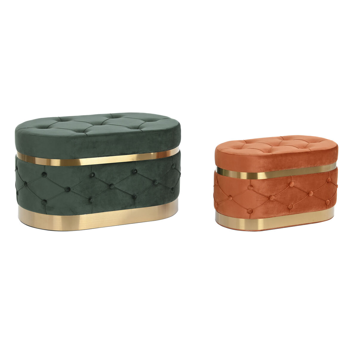 Panca Dkd Home Decor Verde Arancio Dorato Legno Mdf 80 X 47 X 43 Cm (2 Unità)