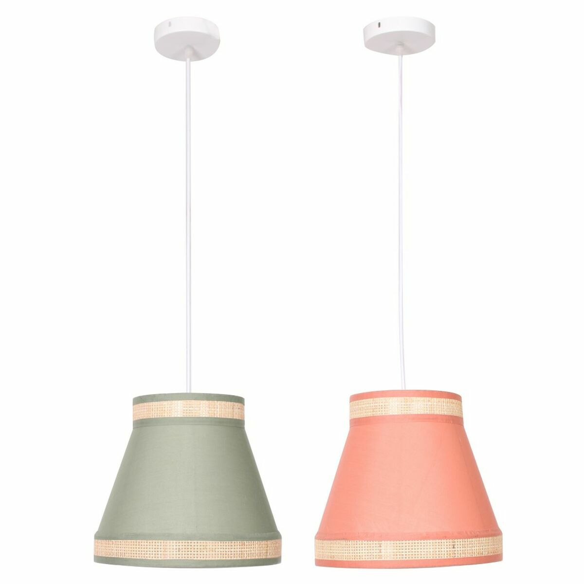 Lampadario Dkd Home Decor 30 X 30 X 28 Cm Naturale Arancio Verde Rattan 28 X 28 X 28 Cm 50 W (2 Unità)