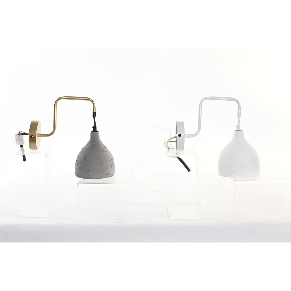 Lampada Da Parete Dkd Home Decor 14 X 27 X 26 Cm Metallo Cemento Grigio Scuro 220 V 50 W Moderno (2 Unità)