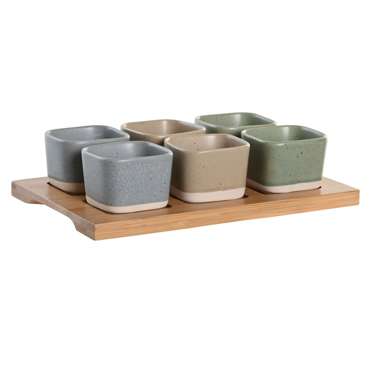 Set Da Aperitivo Dkd Home Decor 21,6 X 15 X 1,5 Cm Porcellana Multicolore Bambù Scandinavo