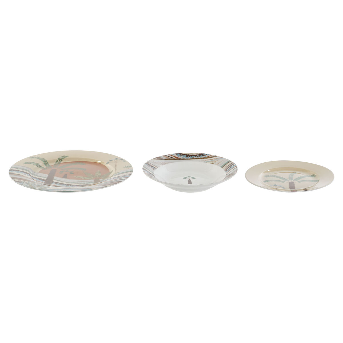 Set Di Stoviglie Home Esprit Beige Multicolore Porcellana 18 Pezzi 27 X 27 X 2 cm